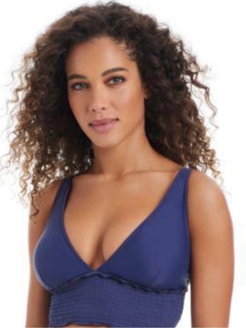 Bar III Smocked Bikini Swim Top